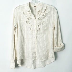 Free People Embroidered Cotton Top (XS)